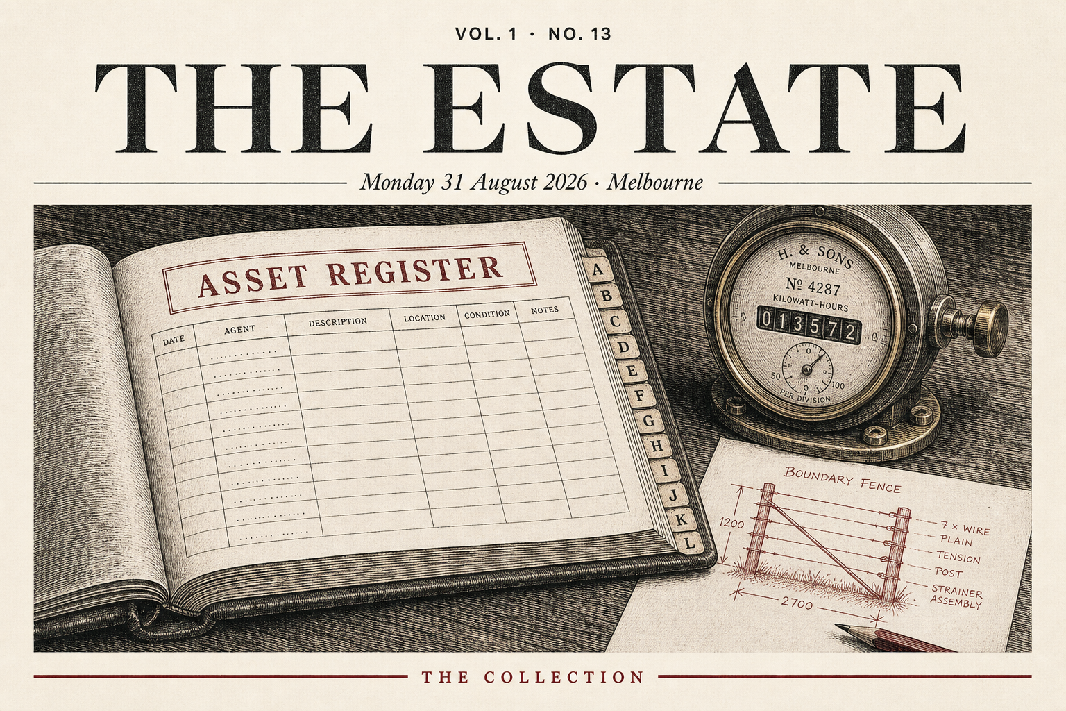 Cover of The Collection, Volume 1, Number 13: The Estate. Monday 31 August 2026, Melbourne.