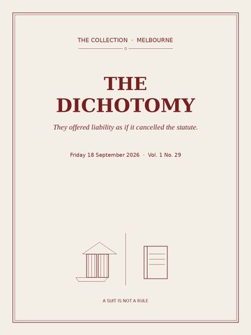 The Dichotomy, Friday 18 September 2026